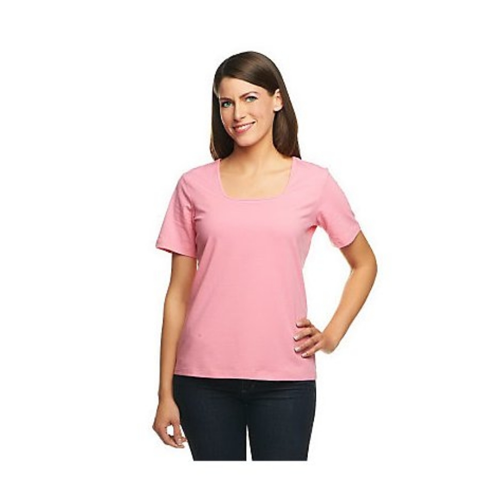 D & CO SQUARE NECK T SHIRT PEACH